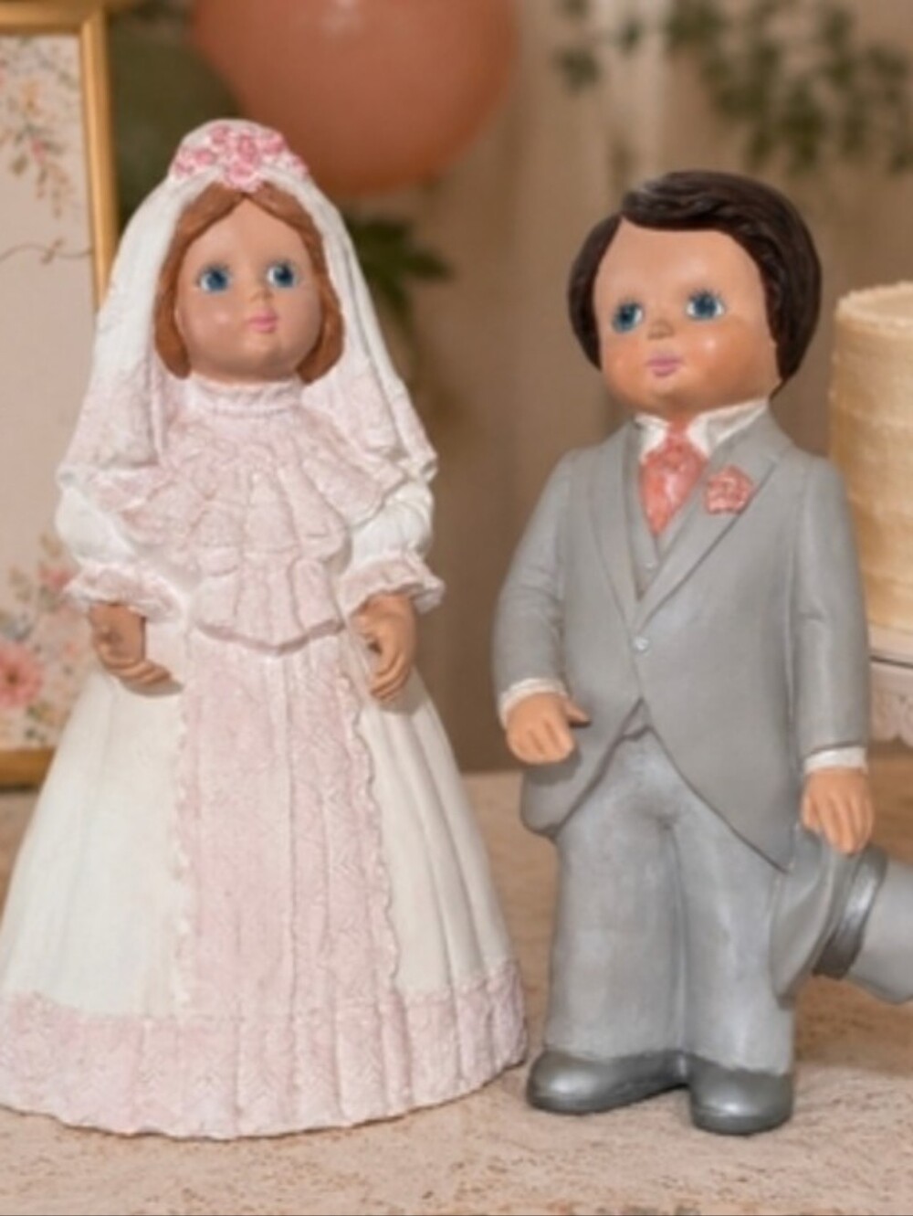 LARGE 13+" | Vintage Bride & Groom | Ceramic | Matrimonial Pair